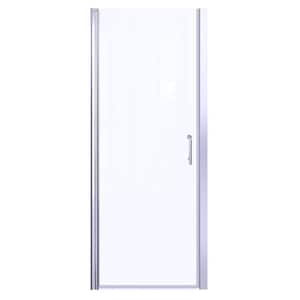 36 to 37-1/4 in. W x 72 in. H Pivot Swing Frameless Shower Door in Chrome with Clear Glass