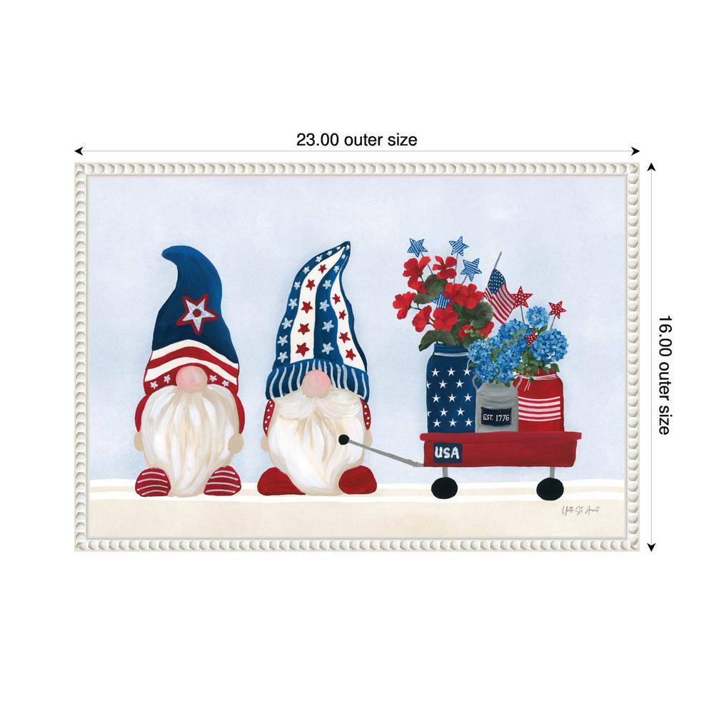 Patriotic Gnomes Lithograph on Canvas with White Frame