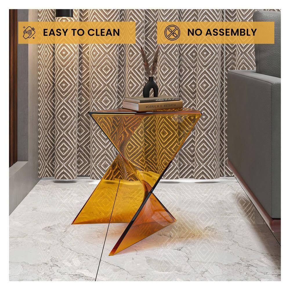 Randolph Transparent Tea Plastic Triangular Side Table