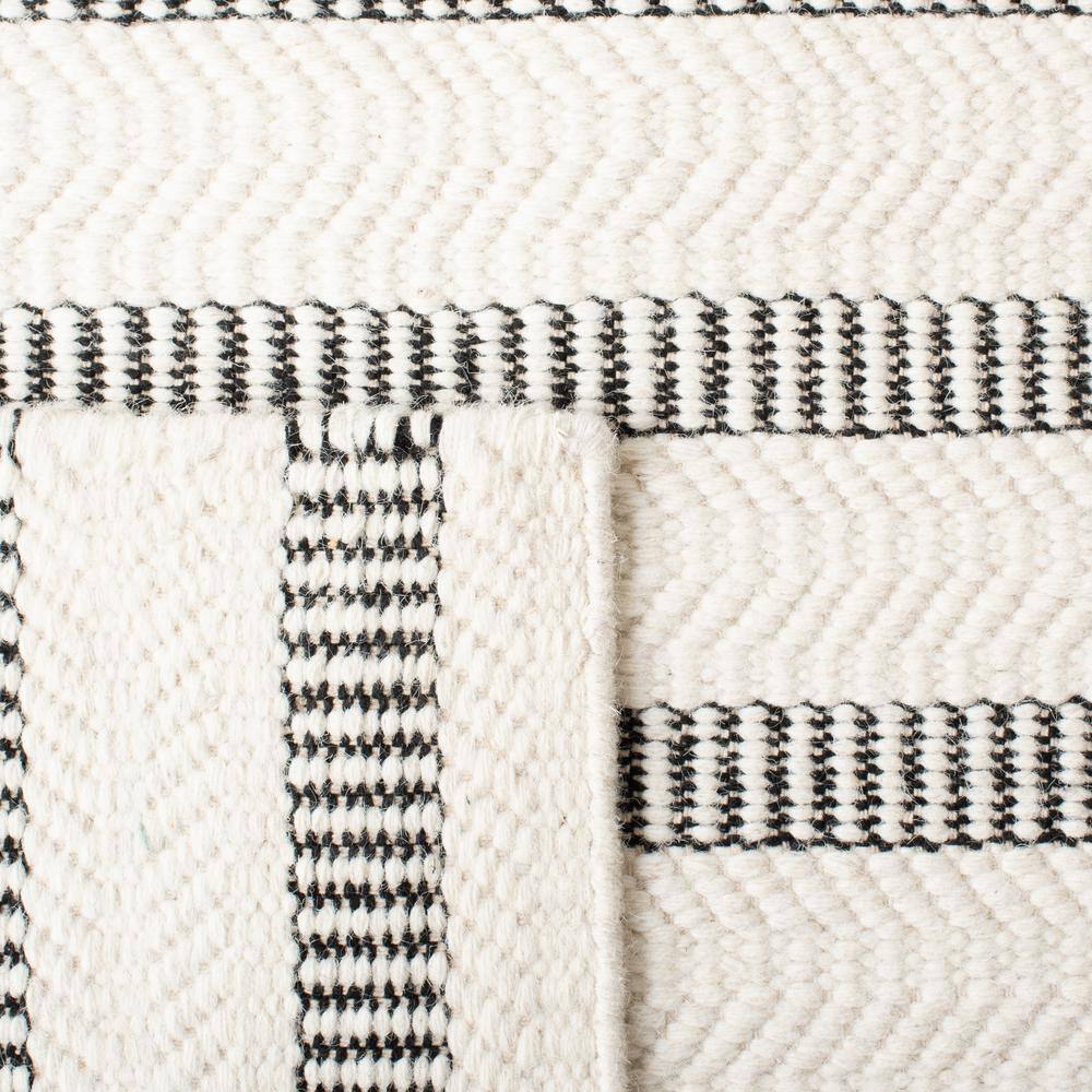 Black and Ivory Striped Wool 9' x 12' Handmade Rug