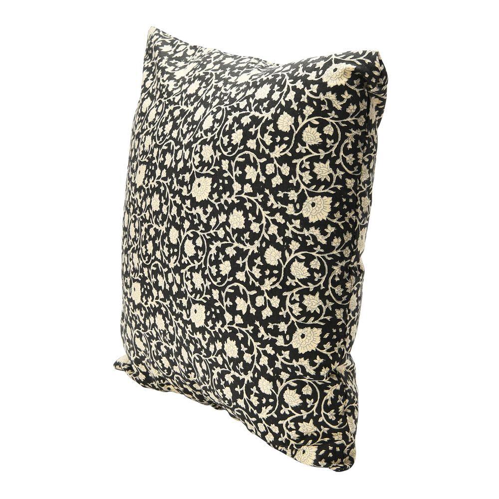 Vintage Black and White Floral Cotton Throw Pillow