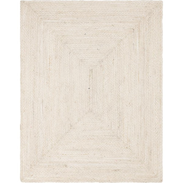 Unique Loom Braided Chindi Ivory 8 ft. x 10 ft. Area Rug