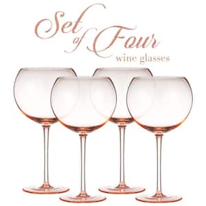 Luxurious and Elegant Sparkling 18.7 oz. Rose Pink Colored Glassware (Set of 4)