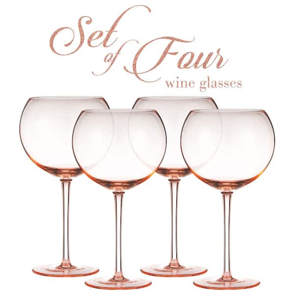 Berkware Luxurious and Elegant Sparkling 18.7 oz. Rose Pink Colored Glassware (Set of 4)