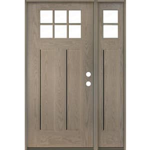 Craftsman 50 in. x 80 in. 6-Lite Left-Hand/Inswing Clear Glass Oiled Leather Stain Fiberglass Prehung Front Door w/RSL