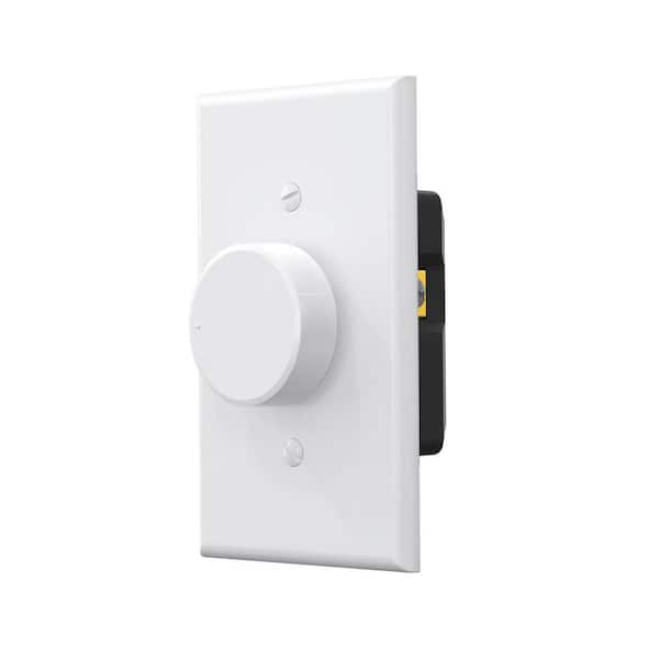 Digital White 3-Way Single Pole Rotating Dimmer Switch for Dimmable LED, CFL, Incandescent Lights with Wall Plate