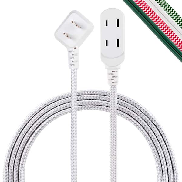 Philips 3 Outlet 8 ft. 15-Gauge/1 Conductor Indoor/Outdoor Extension Cord, Gray/White (3-Pack)