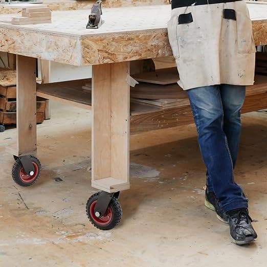 8 in. Swivel Plate Caster Wheels, Heavy-Duty Industrial Plate Casters with Rubber Knobby Tread