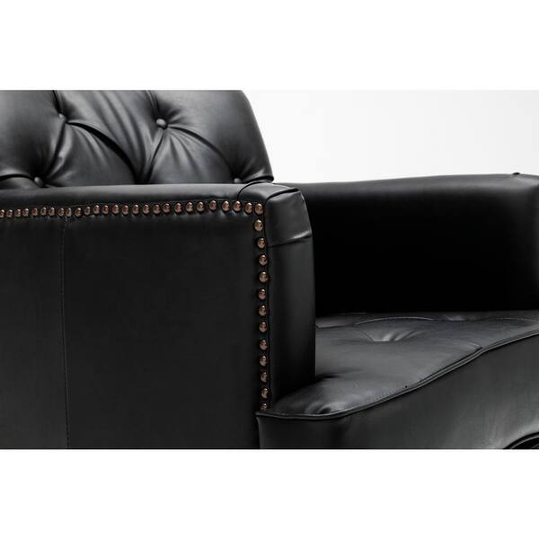 Tufted Pu Leather Upholstered Club Chair Single Sofa Black Chuchu Xb252 Tufted Pu Leather Upholstered Club, Morelos Brown Italian Leather Queen Sleeper Sofa
