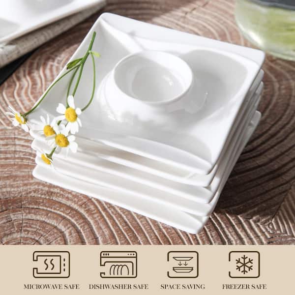 MALACASA Flora 6-Piece Porcelain White Egg Cup Holders for Soft Boiled Eggs(Set  of 6) FLORA-6ES - The Home Depot