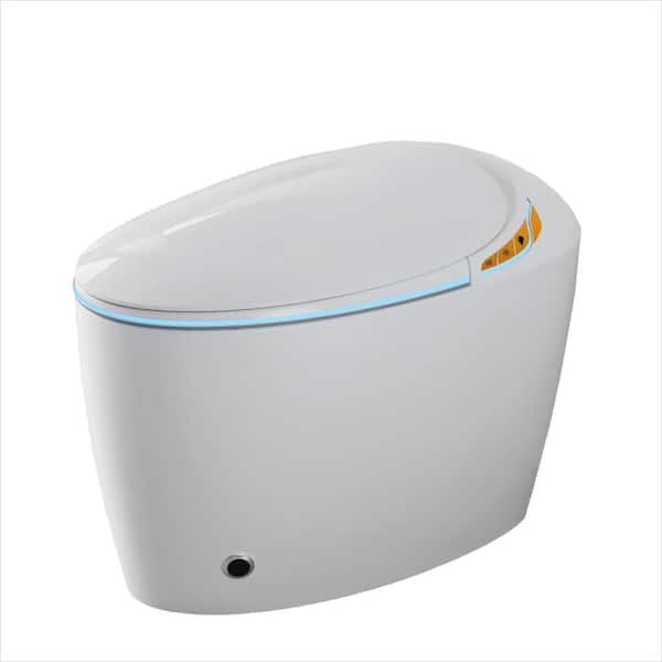 Elongated Bidet Toilet 1.28 GPF in White with Auto Open/Close Seat, Foot Sensor, Night Light, Warm Water & Dryer