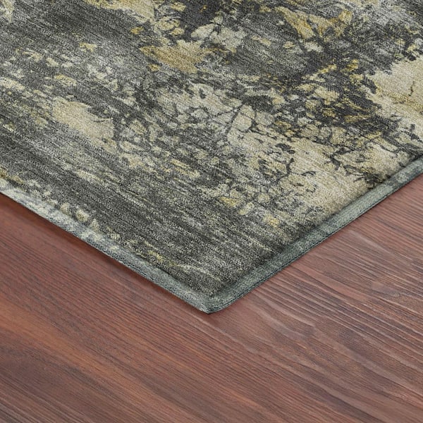 Mayfield Premium Machine Washable Abstract AMF2363 Pewter 3 ft. x 5 ft. Area Rug