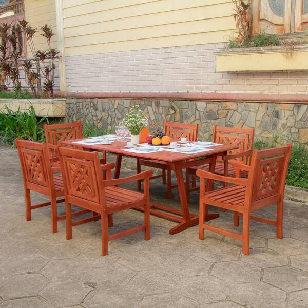 Vifah Malibu 7 Piece Wood Outdoor Dining Set V232set45 The Home Depot - At Home Malibu Patio Furniture Vifah Malibu 7 Piece Wood Outdoor Dining Set V232set45 The Home Depot - At Home Malibu Patio Furniture
