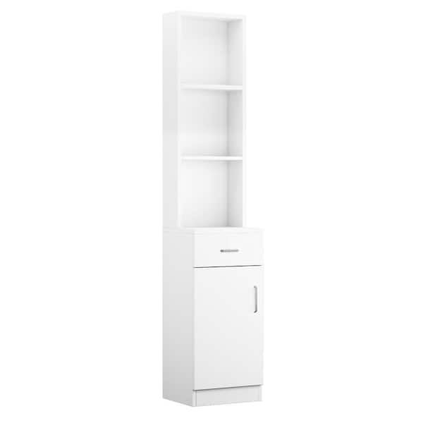 13.4 in. W x 13 in. D x 70.1 in. H White Linen Cabinet