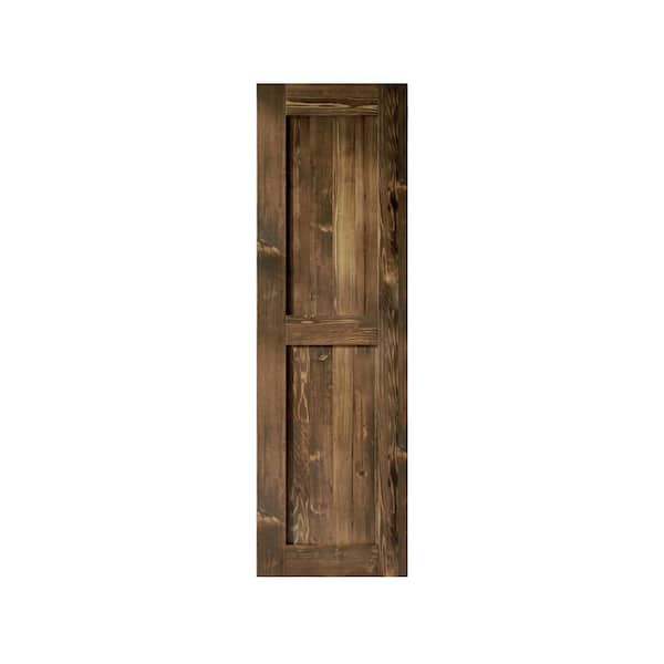 HOMACER 28 in. x 84 in. H-Frame Walnut Solid Natural Pine Wood Panel Interior Sliding Barn Door Slab with-Frame
