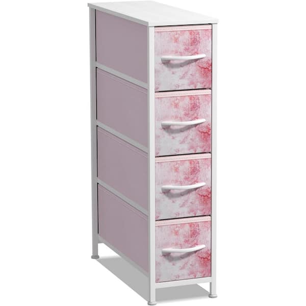 Pink Tie-Dye 4-Drawer 19 in. W Dresser without Mirror