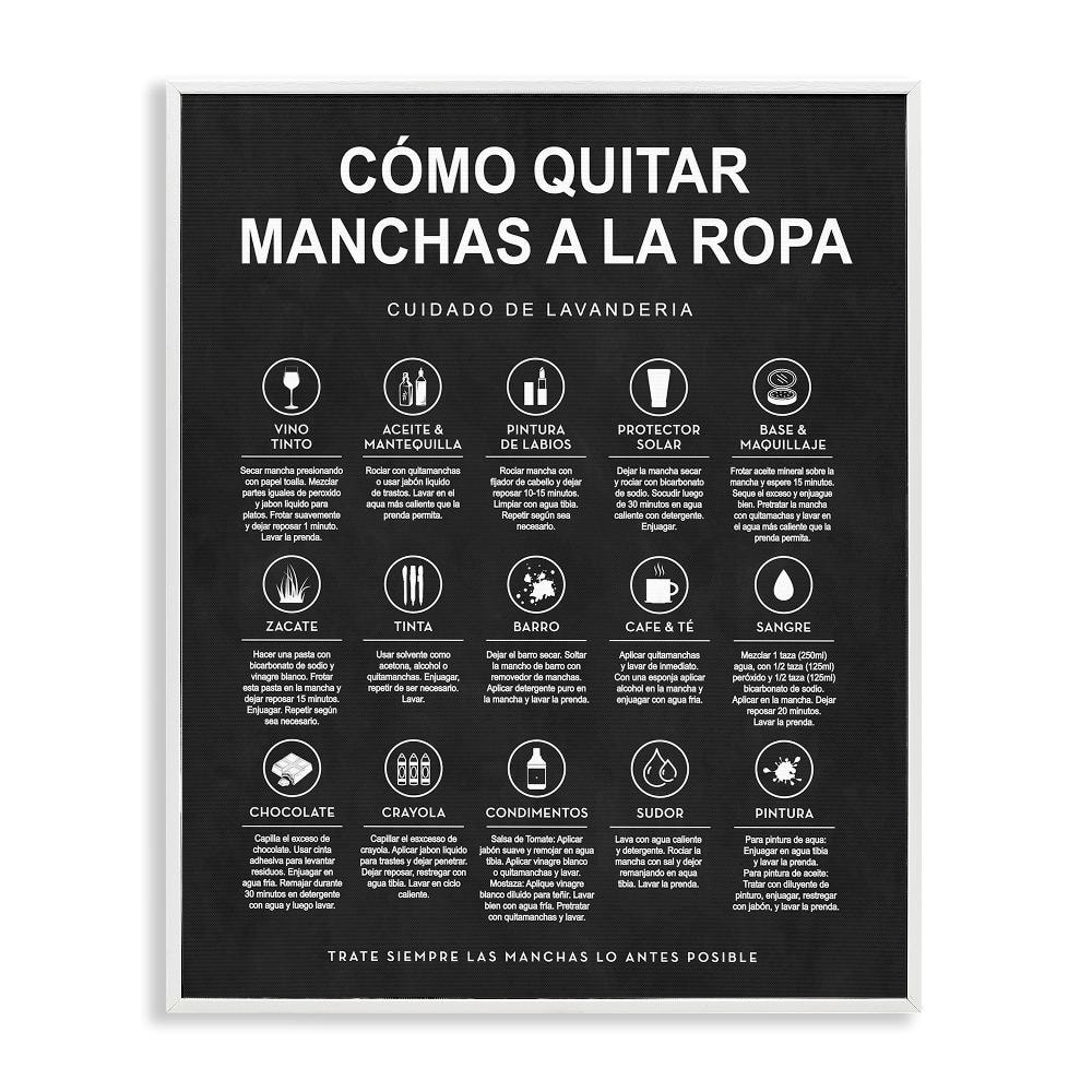 Lavanderia Stain Guide Black by Lettered and Lined White Framed Typography Giclee Art Print 30 in. x 24 in. price history on PriceWatchPro
