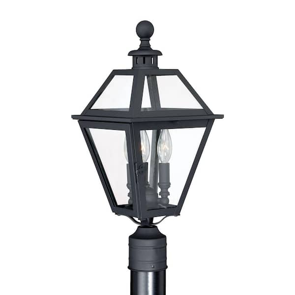 VAXCEL Nottingham 3-Light Black Steel Hardwired Outdoor Weather Resistant Empire Post Light with No Bulbs Included