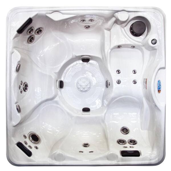 QCA Spas Atlantis in Silver Marble 6-Person 45-Jet Spa with (2) 4.2 BT HP Pumps, WOW Sound and Free Enery Saver Package