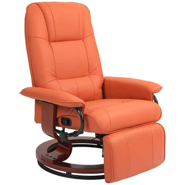 HOMCOM Light Brown Faux Leather Manual Recliner, Adjustable Swivel ...