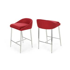 Bandini Modern 26 in. Red Upholstered Counter Stools (Set of 2)