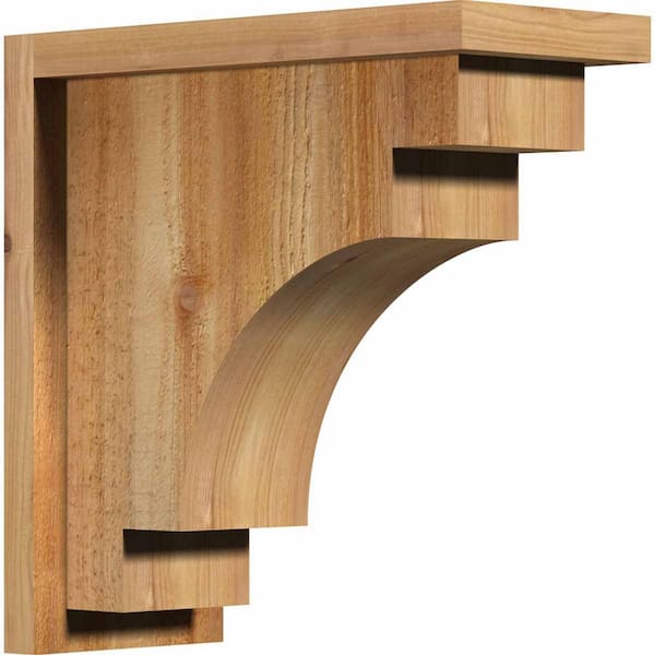Ekena Millwork 6 in. x 14 in. x 14 in. Western Red Cedar Mediterranean Rough Sawn Corbel with Backplate