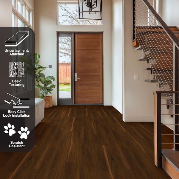 ダークブラウン36 TrafficMaster Park End 6 MIL x 6 in. W x 36 in. Waterproof Dark