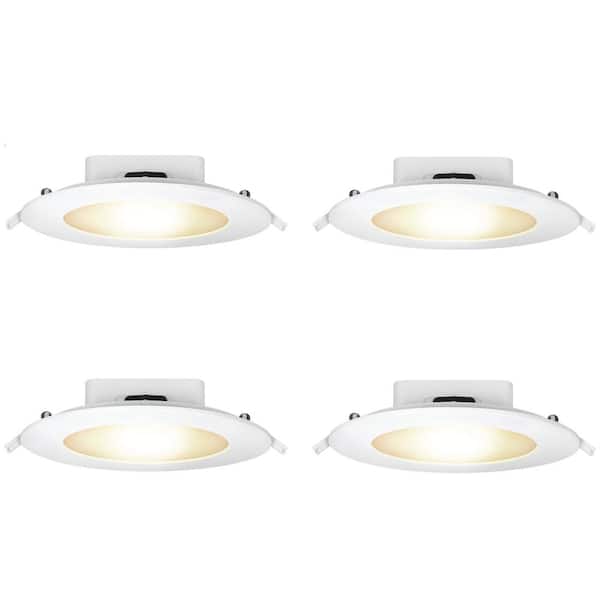 Feit Electric 6 in. Integrated LED Selectable CCT Dimmable CEC Title 24 Integrated J-Box Canless Recessed Light White Trim, 4-Pack