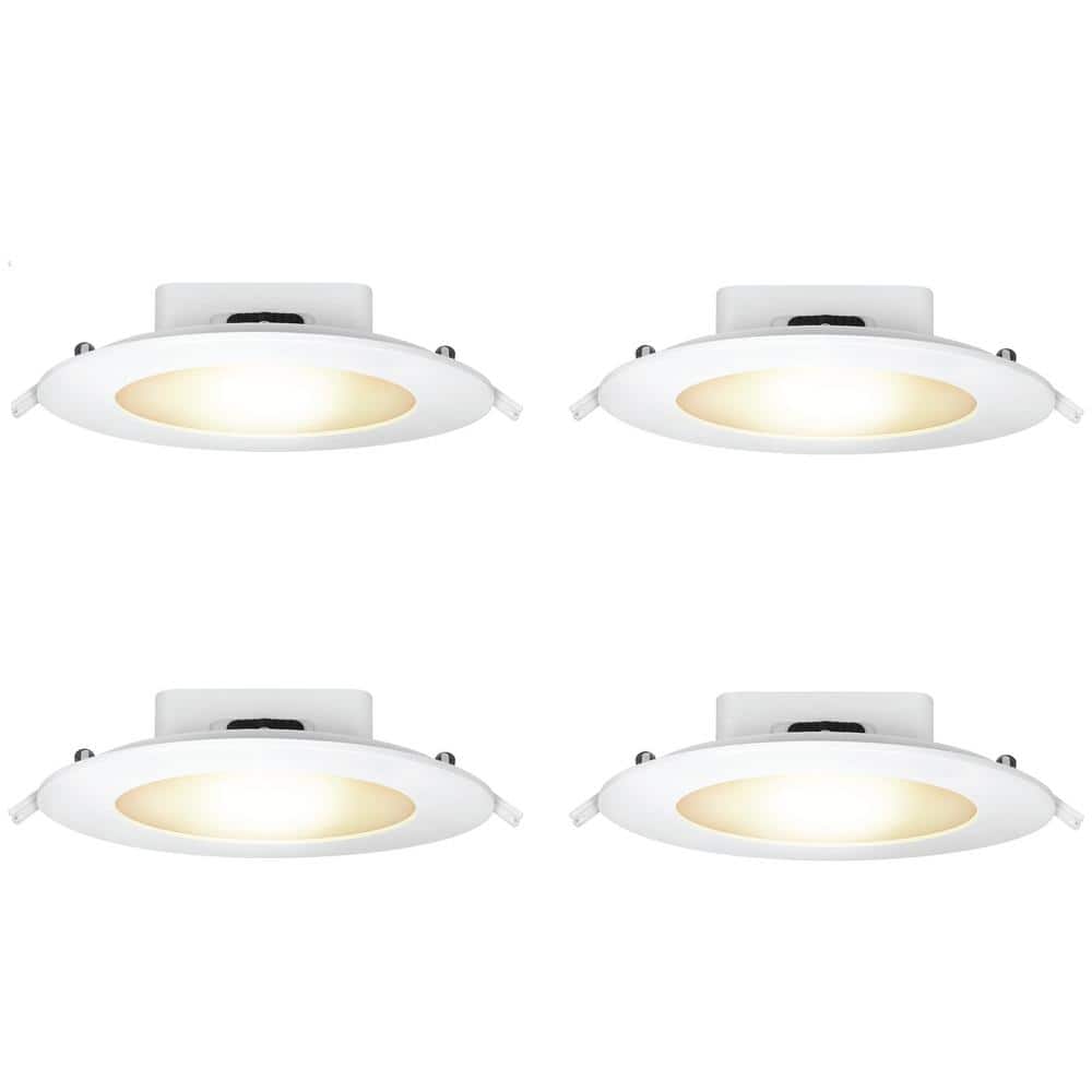6 in. 800 Lumens Selectable CCT Dimmable Integrated LED Canless Recessed Light Trim, White 4-Pack price history on PriceWatchPro
