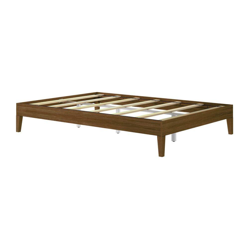 Brown, Wood Frame, Full-Size Platform Bed, Matte Pecan - thumbnail 2