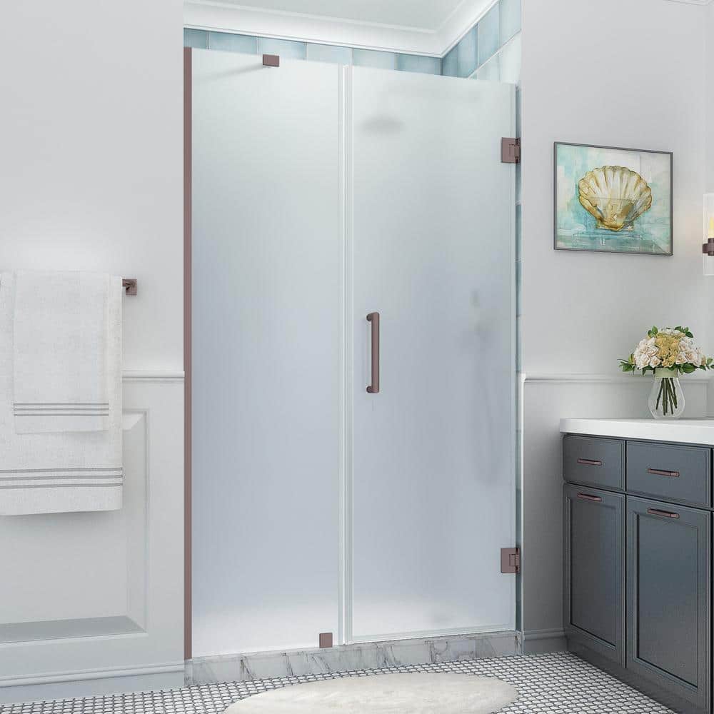 Belmore XL 52.25 - 53.25 in. x 80 in. Frameless Hinged Shower Door with Ultra-Bright Frosted Glass in Bronze price history on PriceWatchPro