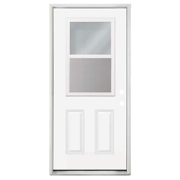 Builders Choice 36 in. x 80 in. Left-Hand/Inswing Vent Lite Clear Glass White Primed Steel Prehung Front Door with 6-9/16 in. Frame