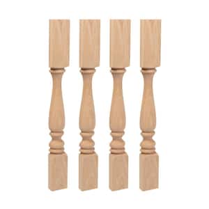 35.25 in. x 3.75 in. Unfinished Solid North American Red Oak Plain Half Round Kitchen Island Leg (4-Pack)