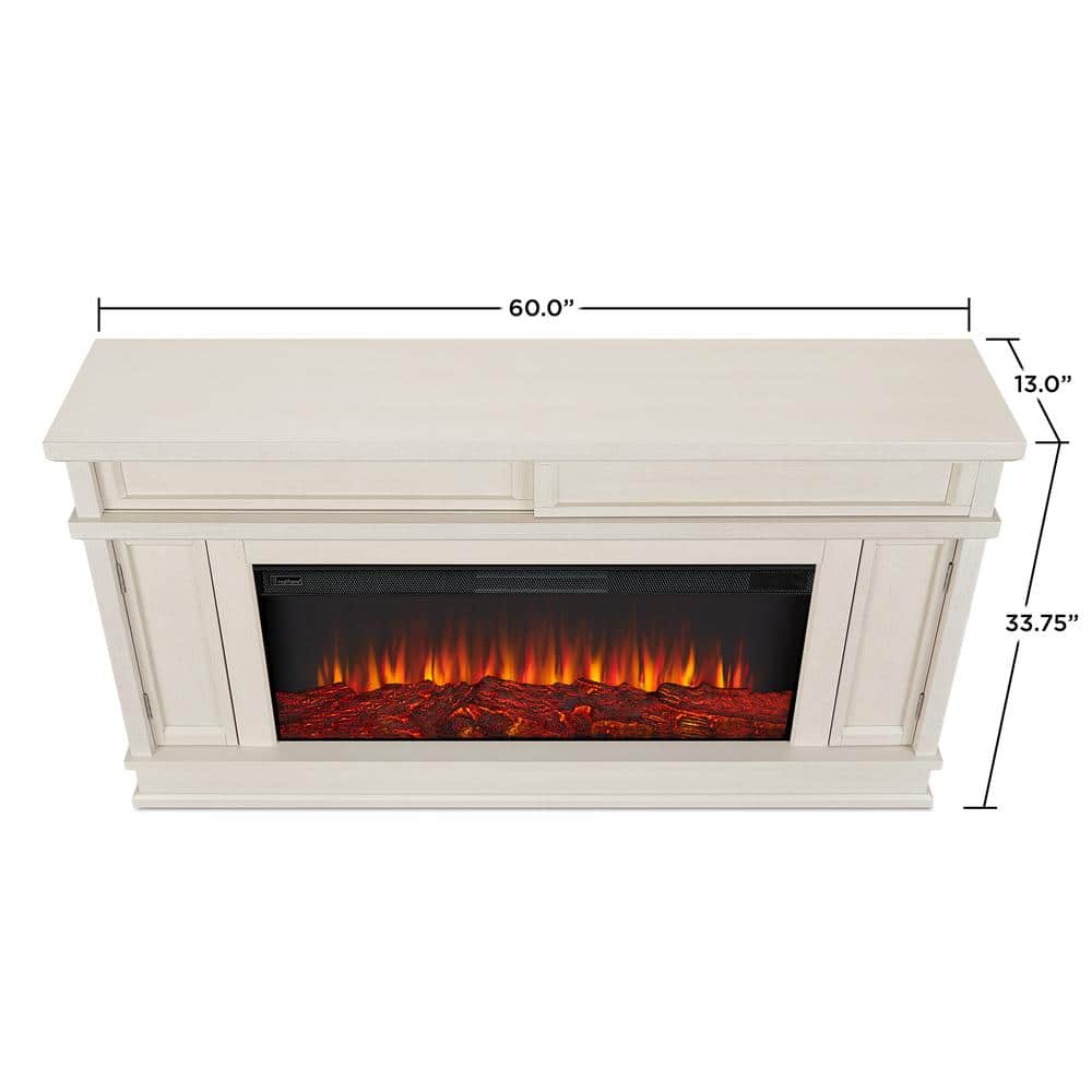 Bone White Electric Fireplace TV Stand with Cabinet