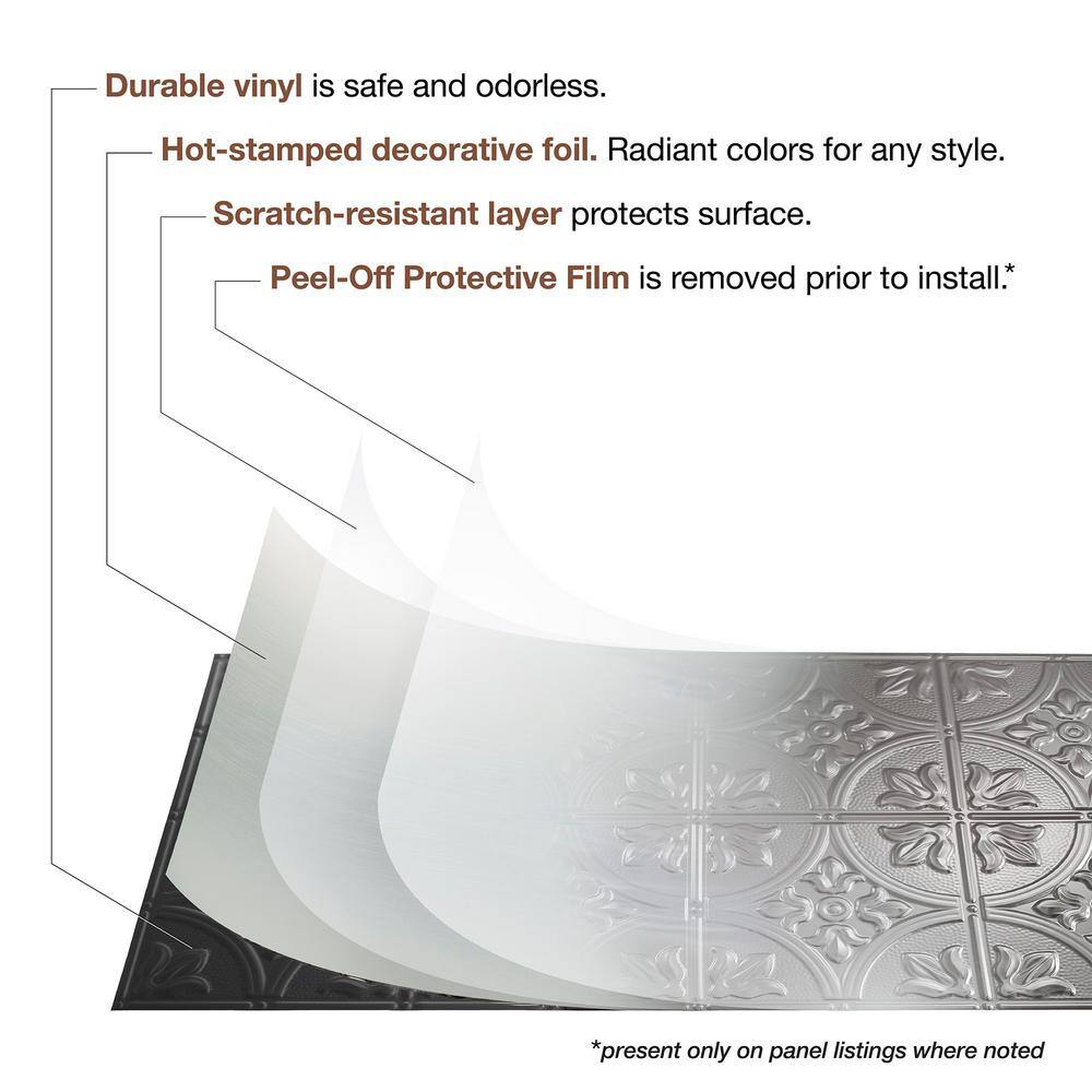 Galvanized Steel Traditional Decorative Vinyl Ceiling Panels 24" x 24" (5 Pack)