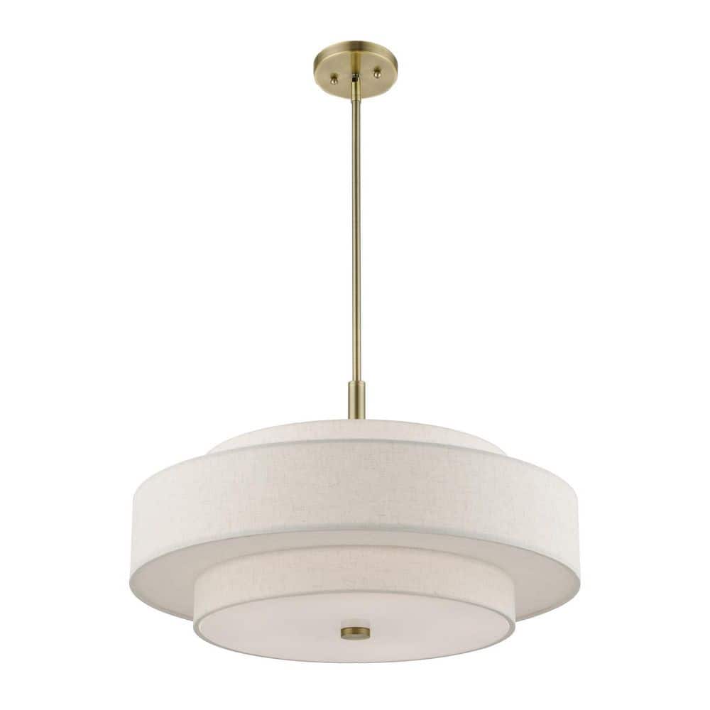 Monroe Antique Brass Triple Drum Shade 5-Light Pendant