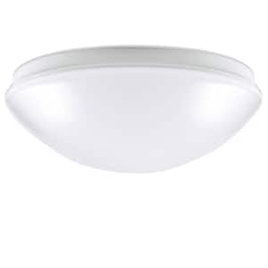 11 in. 1-Light White Selectable LED Puff Flush Mount