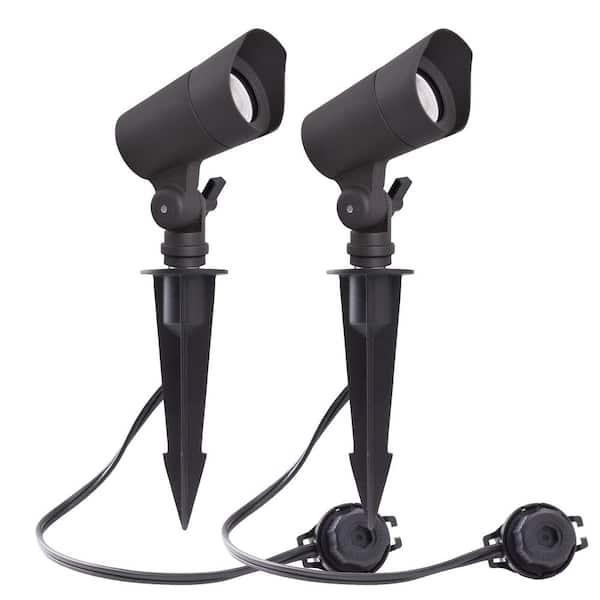 ENERGETIC LIGHTING 175 Lumens Bronze Hardwired Integrated LED Outdoor Landscape Flood Light with Adjustable Lamp Head (2-Pack)