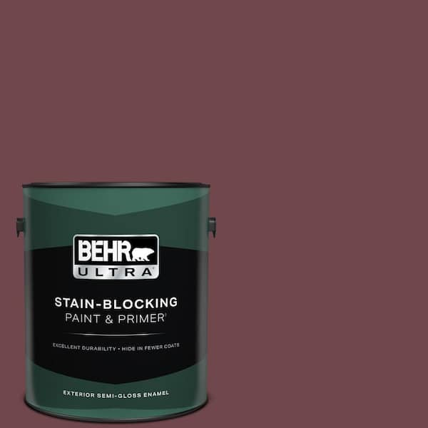 BEHR ULTRA 1 gal. #PPU1-14 Formal Maroon Semi-Gloss Enamel Exterior Paint & Primer