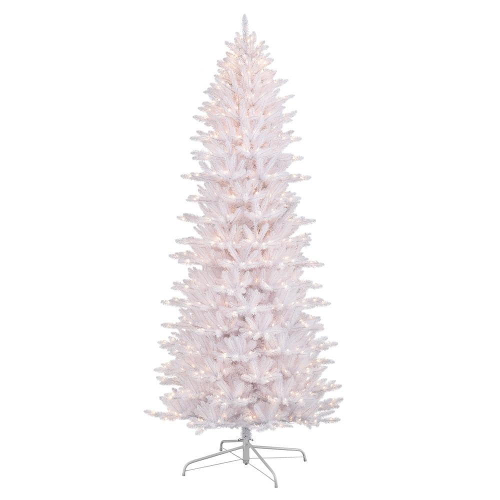 Puleo International 9 Ft. Pre-Lit White Slim Fraser Fir Artificial ...