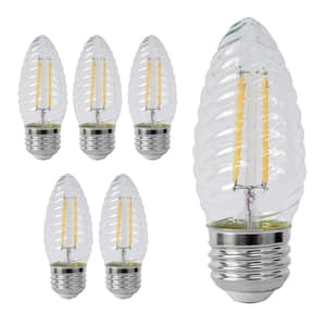 60-Watt Equivalent F15 Dimmable Filament Post Lantern E26 Medium Base LED Light Bulb, Soft White 2700K (6-Pack)
