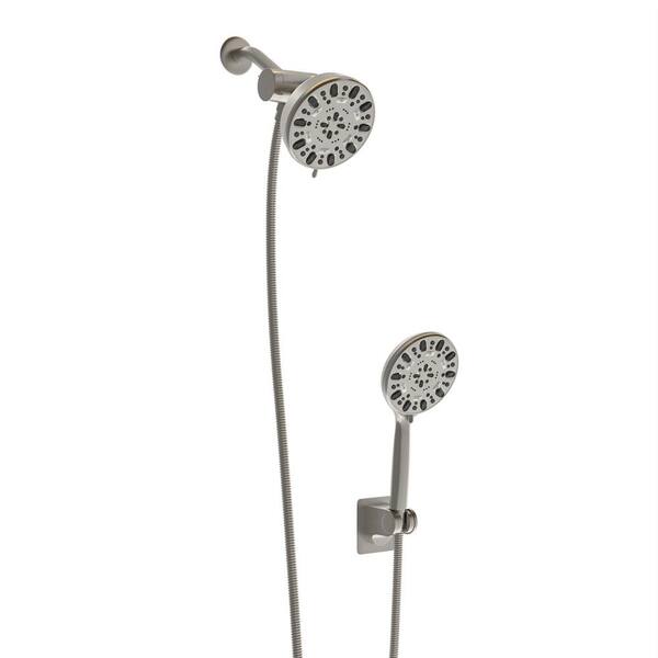 Fapully 7-Spray 4.7 in. Dual Shower Head and Handheld Shower Head, 1.8 GPM Wall Mount Fixed and Shower Head in Brushed Nickel