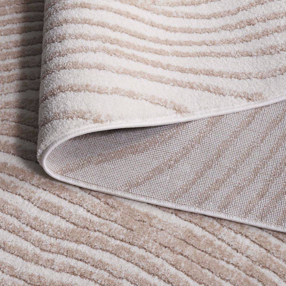 Ivory and Beige Rectangular Synthetic Area Rug, 4' x 6'