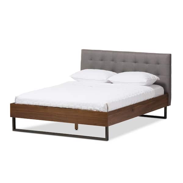 Baxton Studio Mitchell Gray Fabric Upholstered Full Platform Bed