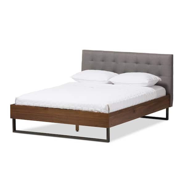 Baxton Studio Mitchell Gray Fabric Upholstered Queen Platform Bed