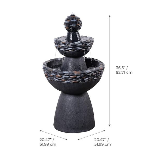 Teamson Home 36.5 in. Electric Polyresin 3-Tier Zen-Style Tiered