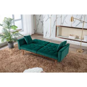 31.5 in. W Flared Arm Velvet Upholstery Straight Sofa in Green, Upholstered Accent Loveseat Sofa with Rose Golden Feet