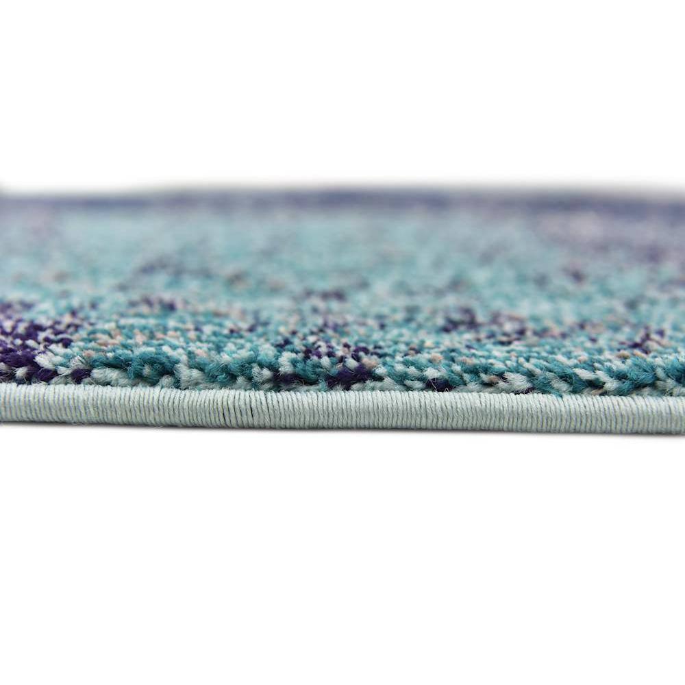 Navy Blue Rectangular Abstract Stain-Resistant Synthetic Rug