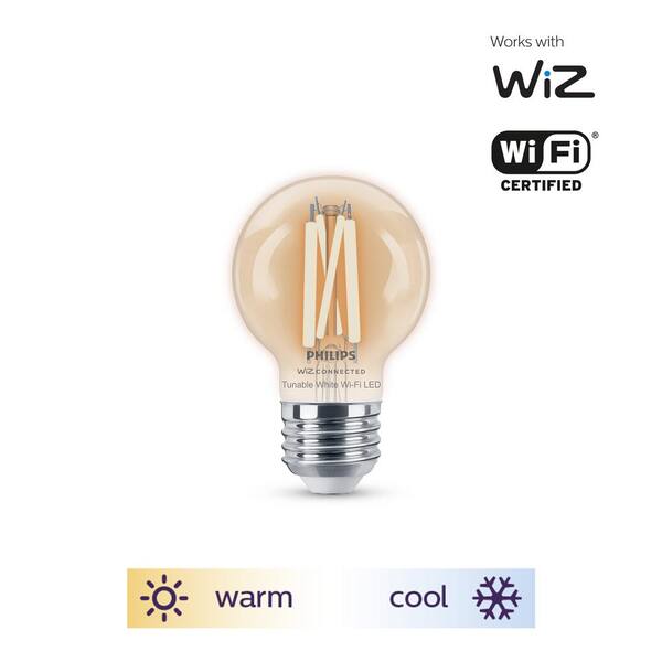 Philips 40-Watt Equivalent G16.5 Smart Wi-Fi LED Tuneable White Light Bulb Powered by Wiz with Bluetooth (2-Pack) 567271