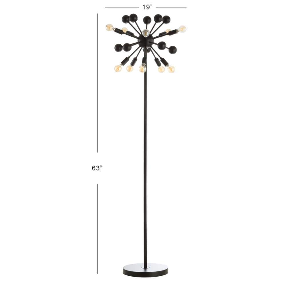 Orbit 63" Black Metal 10-Light Sputnik Floor Lamp